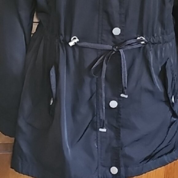 Time and Tru lighweight Anorak hooded Jacket black outside leopard lining - Picture 16 of 16